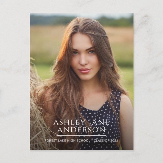 Carte Postale Faire-part photo chic Graduation (Devant)