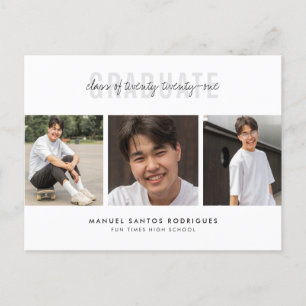 Carte Postale Faire-part Photo Collage Minimaliste High School Graduation B