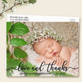 Carte Postale Faire-part Photo d'amour et de remerciements pour un nouveau-
