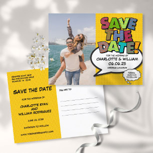 Carte Postale Faire-part Photo d'annonce de date de mariage dans une bande 