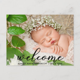 Carte Postale Faire-part Photo de bienvenue pour bébé moderne