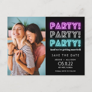 Carte Postale Faire-part Photo de fête amusant lesbienne gay LGBT enregistr