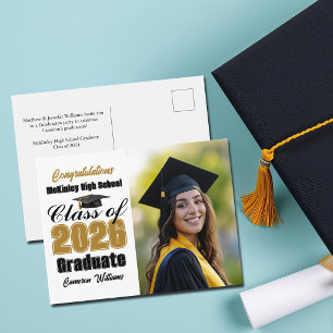 Carte Postale Faire-part Photo de fin d'études de la promotion 2026 en or e