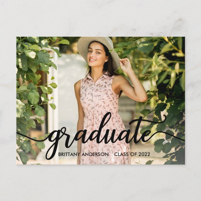 Carte Postale Faire-part photo de graduation en calligraphie ten (Devant)