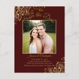 Carte Postale Faire-part Photo de mariage Auburn avec texte doré Lacy pour 