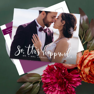 Carte Postale Faire-part Photo de mariage en fuite Cela s'est produit