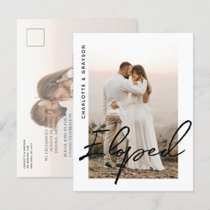 Carte Postale Faire-part Photo de mariage en fuite Célébration de mariage