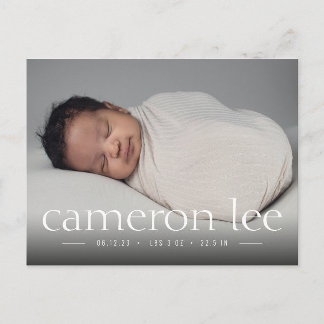 Carte postale Faire-part photo de naissance de béb (Devant)