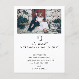 Carte Postale Faire-part Photo de nouvelle date pour un mariage reporté Rou