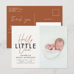 Carte Postale Faire-part Photo de script moderne bonjour petit un