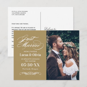 Carte Postale Faire-part Photo du Mariage d'or d'antiquité juste marié