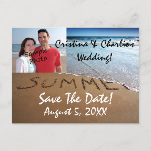 Carte Postale Faire-part Photo Enregistrer La Date Summer Beach Wedding Car
