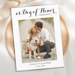 Carte Postale Faire-part Photo Moderne Chien D'Honneur Mariage Enregistrer 