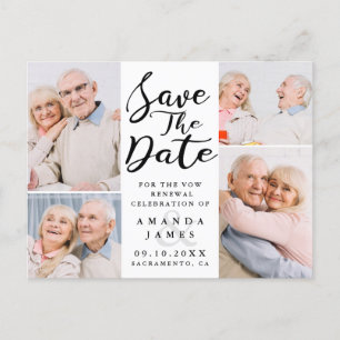 Carte Postale Faire-part Photo Moderne Collage Vow Renouvellement Enregistr