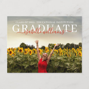 Carte Postale Faire-part Photo Moderne Graduation Tournesols