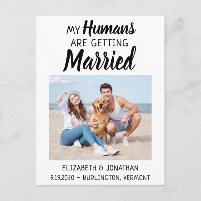Carte Postale Faire-part Photo moderne Mariage Chien Enregistrer La Date (Devant)