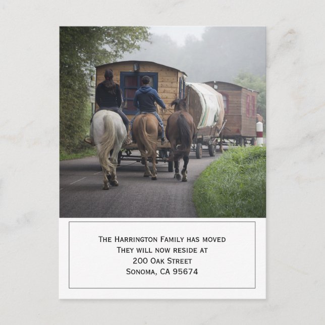 Carte Postale Faire-part Photo Personnalisée Caravan Riders On Horses Movin (Devant)
