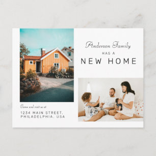 Carte Postale Faire-part Photo simple de deux familles Nouvelle maison démé