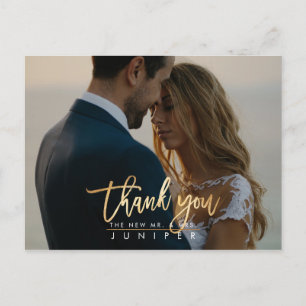 Carte Postale Faire-part Photos mariages Merci Faux Gold