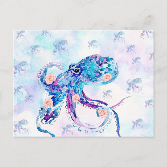 Carte Postale Faire-part pieuvre pastel dans le rêve (Devant)