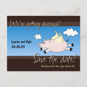 Carte Postale Faire-part Pig volant Enregistrer le PC de date