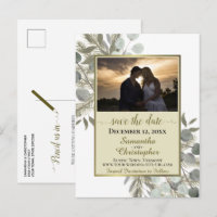 Pin rustique & Eucalyptus Gold Enregistrer la date
