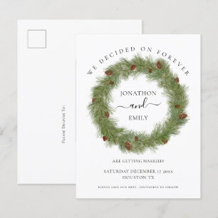 Carte Postale Faire-part Pine Cones Foliage Noël Mariage Enregistrer la dat