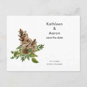 Carte Postale Faire-part Pine Cones Site Mariage Enregistrer la Date II