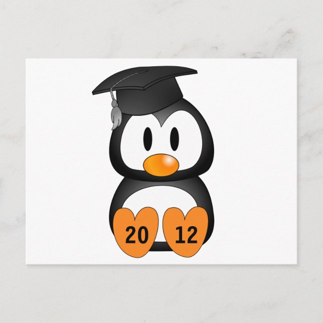 Carte Postale Faire-part Pingouin personnalisable d'obtention du diplôme (Devant)