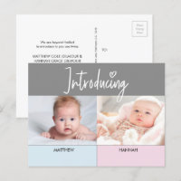 Pink Blue Introduction Script Twins garçon et fill
