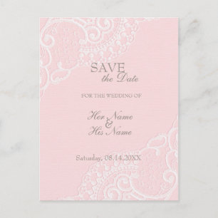Carte Postale Faire-part Pink Chic Vintage élégante dentelle ENREGISTRER la
