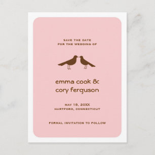 Carte Postale Faire-part Pink personnalisé enregistrer la date inséparables
