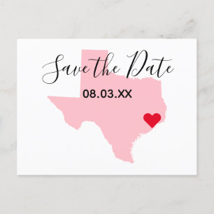 Carte Postale Faire-part Pink Texas Red Heart Enregistrer la date
