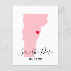 Carte Postale Faire-part Pink Vermont Red Heart Enregistrer la date