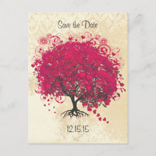 Carte Postale Faire-part Pink Yarrow Heart Leaf Tree Wedding Enregistrer La
