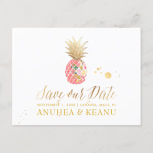 Carte Postale Faire-part PixDezines Aloha Ananas/Rose/Enregistrer la date