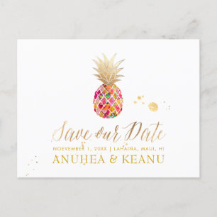 Carte Postale Faire-part PixDezines Aloha Ananas/Rouge/Faire part de date d