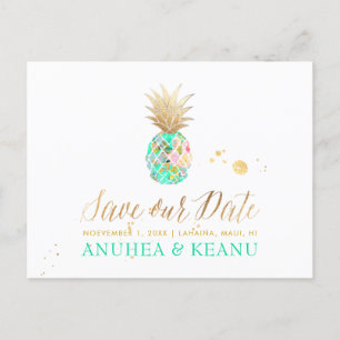 Carte Postale Faire-part PixDezines Aloha Ananas/Turquoise/Enregistrer la d