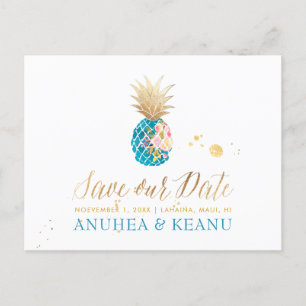 Carte Postale Faire-part PixDezines Aloha Ananas/Turquoise/Événement à veni