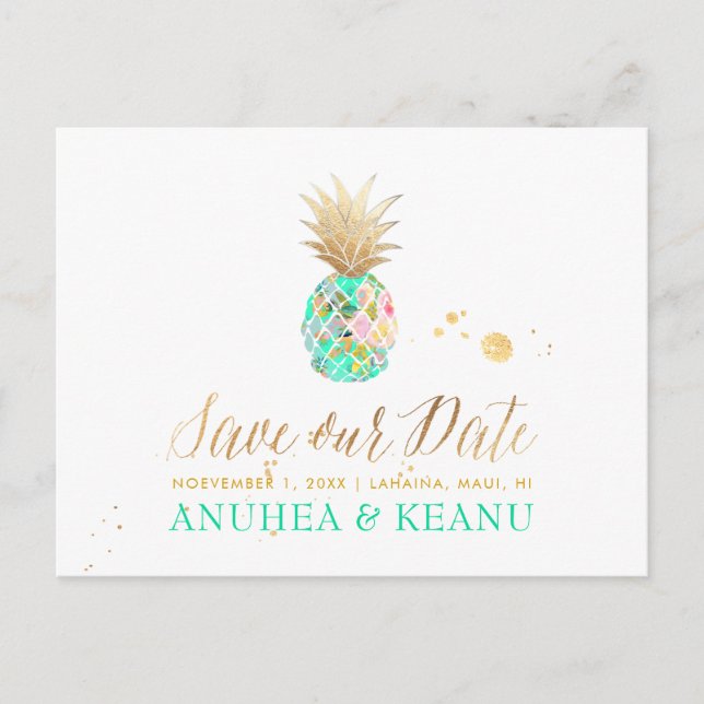 Carte Postale Faire-part PixDezines Aloha Ananas/Turquoise/Faire part de sa (Devant)