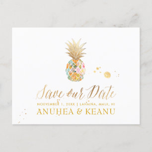 Carte Postale Faire-part PixDezines Aloha Pineapple/Blue/Save Date