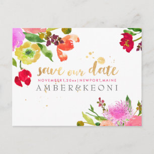 Carte Postale Faire-part PixDezines aquarelle florale sauvegarder la photo