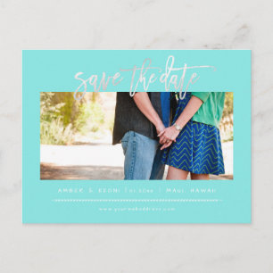 Carte Postale Faire-part PixDezines Blush Faux Platinum Moderne Brush Scrip