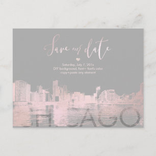 Carte Postale Faire-part PixDezines/Chicago Save the Date/Rose Pâle