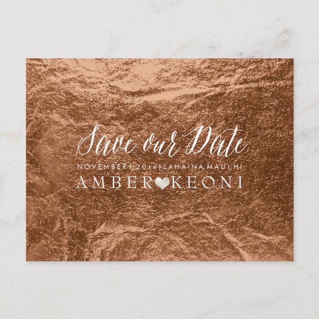 Carte Postale Faire-part PixDezines Copper/Bronze/Faux Foil/Save Date (Devant)