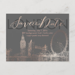 Carte Postale Faire-part PixDezines/Date à Sauvegarder/Rose Gold/Paris n'es