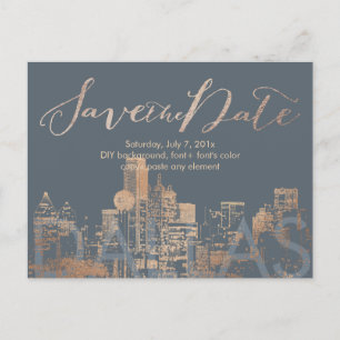 Carte Postale Faire-part PixDezines/Date d'enregistrement/Gold rose/Dallas