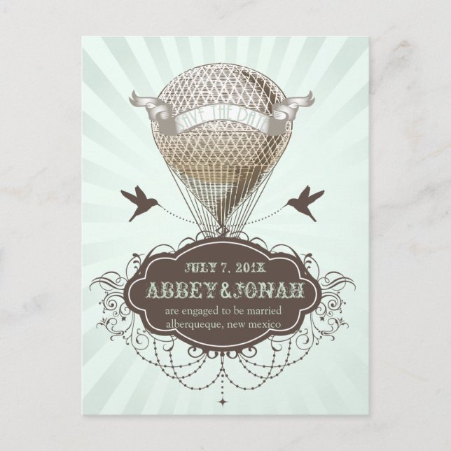 Carte Postale Faire-part PixDezines/enregistrer la date/ballon à air chaud  (Devant)