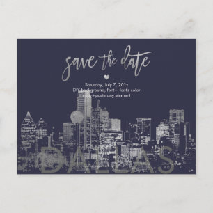 Carte Postale Faire-part PixDezines/Enregistrer la date Dallas Skyline/Faux