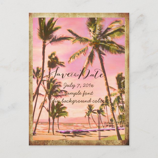 Carte Postale Faire-part PixDezines/enregistrer la date/hawaii vintage (Devant)